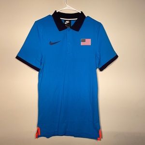 Nike US Olympic Team USA Rio Polo Shirt Men's Blue Track & Field Golf 812193-406
